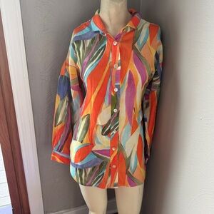 Soft Surroundings Peregrine Gauze Shirt. Abstract,boho , size PXS